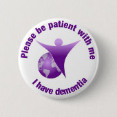 私は痴呆の紫色の天使サポートボタンのバッジを有します 缶バッジ (正面)