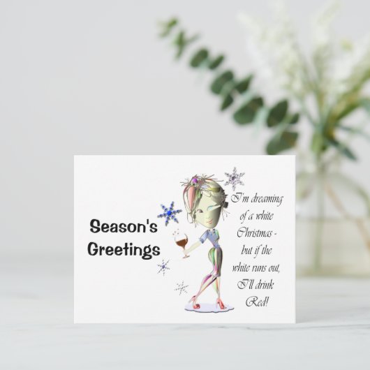 私は白いクリスマスの夢を見ている、ギフトおもしろい シーズンポストカード (スタンド正面)