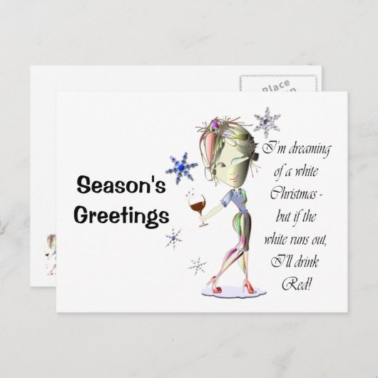 私は白いクリスマスの夢を見ている、ギフトおもしろい シーズンポストカード (正面/裏面)