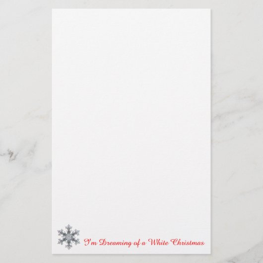 私は白いクリスマスの夢を見ている – スノーフレーク 便箋 (正面)
