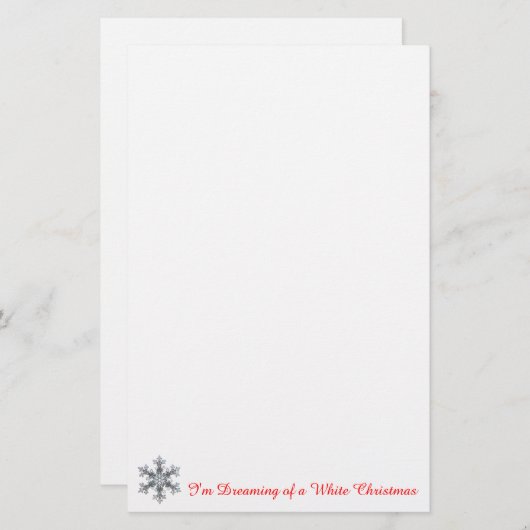 私は白いクリスマスの夢を見ている – スノーフレーク 便箋 (正面/裏面)