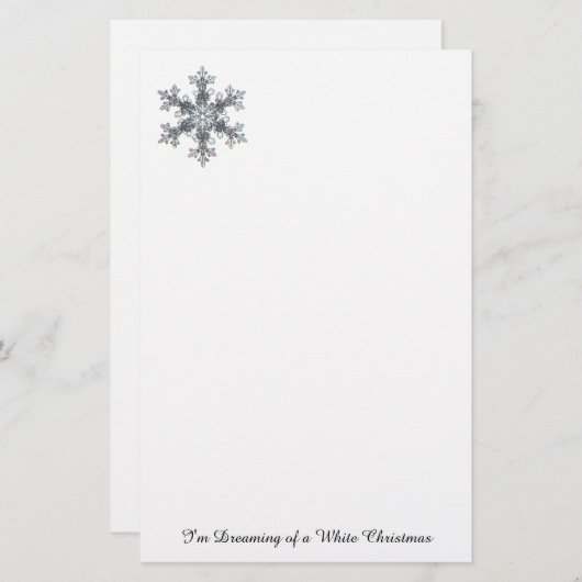 私は白いクリスマスの夢を見ている – スノーフレーク 便箋 (正面/裏面)