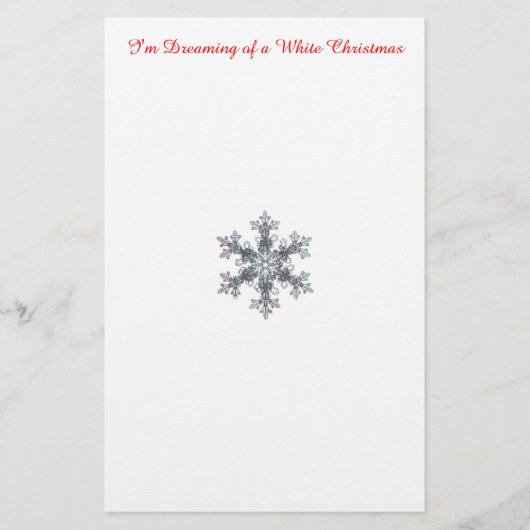 私は白いクリスマスの夢を見ている – スノーフレーク 便箋 (正面)