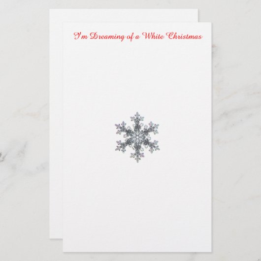 私は白いクリスマスの夢を見ている – スノーフレーク 便箋 (正面/裏面)