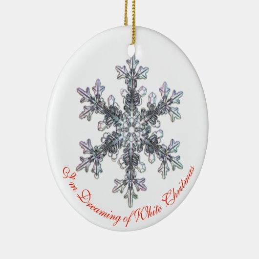 私は白いクリスマススノーフレークの夢を見ている セラミックオーナメント (右)
