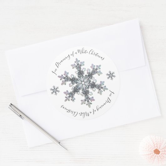 私は白いクリスマススノーフレークの夢を見ている ラウンドシール (封筒)