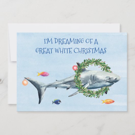 私は白いクリスマス素晴らしのサメの夢を見る シーズンカード (正面)