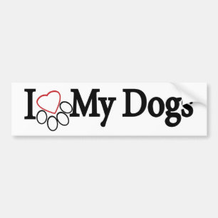 私は白いバンパーステッカーの私の犬の黒を愛します バンパーステッカー