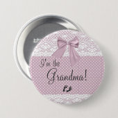 私は白いレースが付いている祖母のラベンダーの弓です 缶バッジ (正面&裏面)