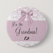 私は白いレースが付いている祖母のラベンダーの弓です 缶バッジ (正面)