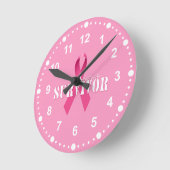 私は白い数字を持つサバイバルピンクリボン ラウンド壁時計 (傾斜)