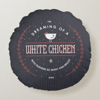 私は白い鶏の枕の夢を見ています ラウンドクッション