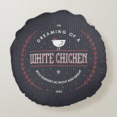 私は白い鶏の枕の夢を見ています ラウンドクッション (裏面)