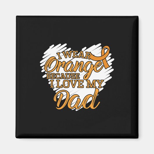 私は白血病Pの私のパパが大好きなので衣服オレンジ マグネット (正面)