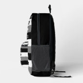 私は白黒とグレーカラーストライプのデザイン プリントバックパック (右)