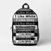 私は白黒とグレーカラーストライプのデザイン プリントバックパック (正面)