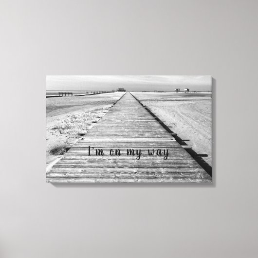 私は白黒のビーチへ行く キャンバスプリント (正面)