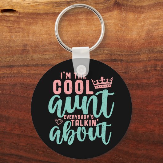 私は皆がカッコいい話している叔母だおもしろい キーホルダー (正面)