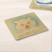私は皆が私を愛してくれるので嬉しい(幸せな子猫) スクエアペーパーコースター (アングル)
