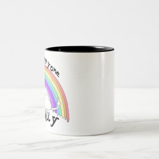 私は皆を均等に憎みます ツートーンマグカップ (中央)