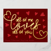 私は皆、バレンタインデーの金ゴールドを愛している 箔シーズンポストカード (正面)