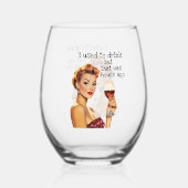私は皮肉な主婦レトロを飲んでいた ステムなしワイングラス (正面)