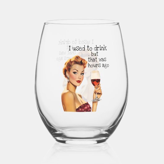 私は皮肉な主婦レトロを飲んでいた ステムなしワイングラス (裏面)