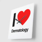 私は皮膚科学を愛します スクエア壁時計 (傾斜)