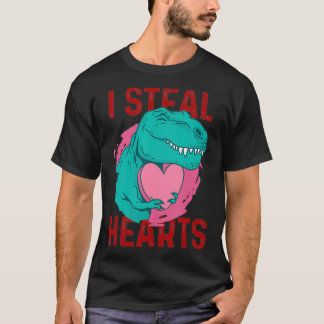 私は盗むハートバレンタインデーかわいい恐竜T re L Tシャツ
