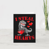 私は盗むハートTレックスバレンタインデーおもしろい男の子の女の子 カード (正面)