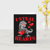 私は盗むハートTレックスバレンタインデーおもしろい男の子の女の子 カード (黄色い花)