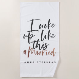 私は目が覚めた#バラ結婚した金ゴールド ビーチタオル