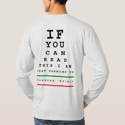 私は目のチャートを暖めている – LS Sport-Tek ランニングs Tシャツ (裏面)