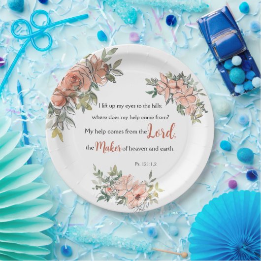 "私は目を上げる"聖書の節 ペーパープレート (パーティー)