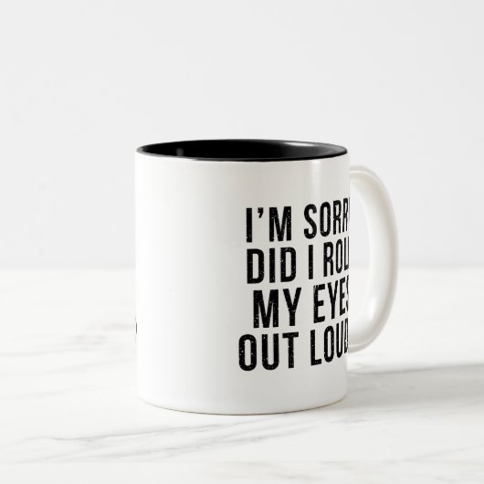 私は目を大きく転がしてすみません ツートーンマグカップ (正面右)