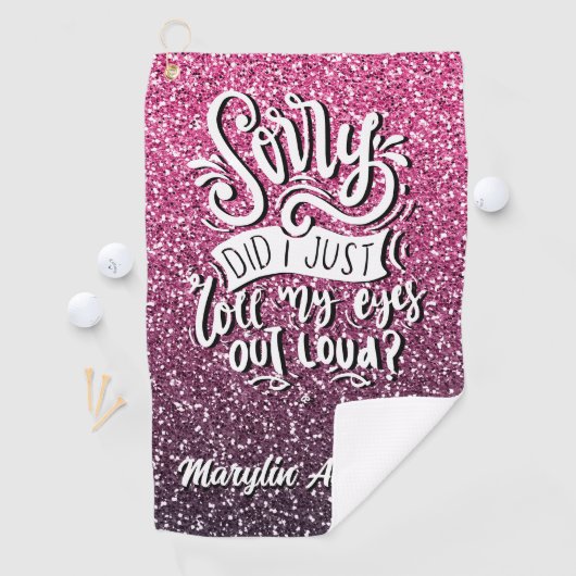 私は目を大き転がくタイポグラフィした ゴルフタオル (インサイチュ)