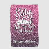 私は目を大き転がくタイポグラフィした ゴルフタオル (正面)