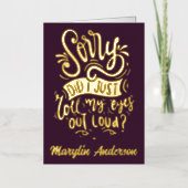 私は目を大き転がくタイポグラフィした 箔シーズンカード (正面)