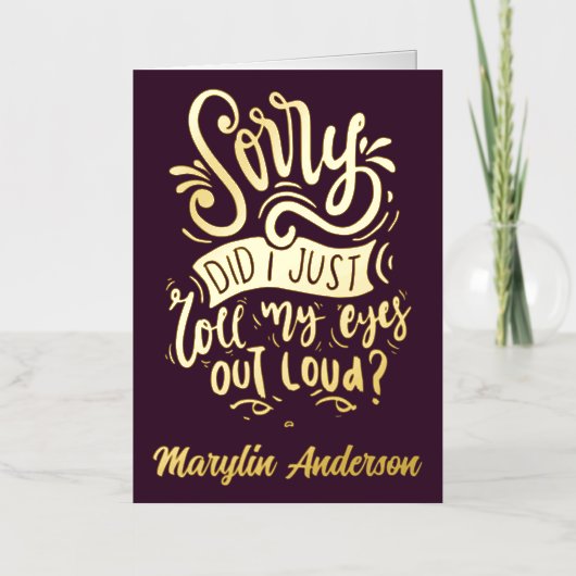 私は目を大き転がくタイポグラフィした 箔シーズンカード (正面)