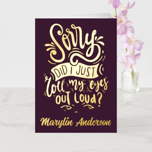 私は目を大き転がくタイポグラフィした 箔シーズンカード (蘭)