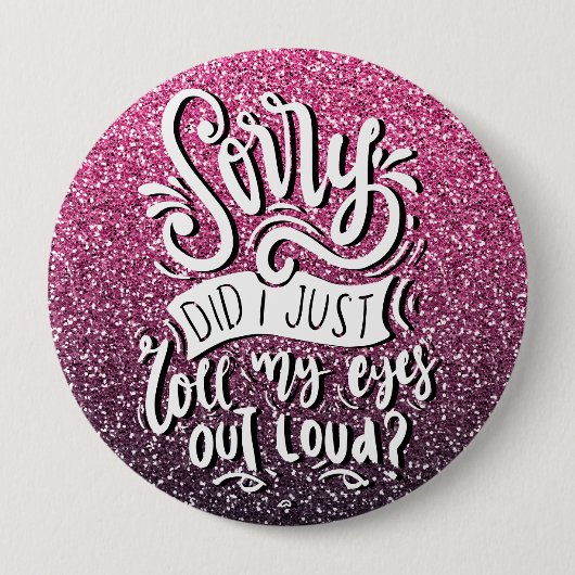 私は目を大き転がくタイポグラフィした 缶バッジ (正面)