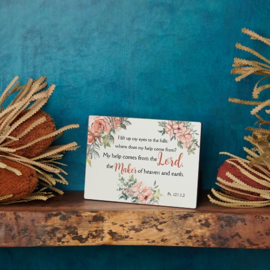 "私は目を持ち上げる"バイブル詩の水エレガント色 フォトプラーク (側面)