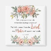 "私は目を持ち上げる"バイブル詩の水エレガント色 マグネット (正面)