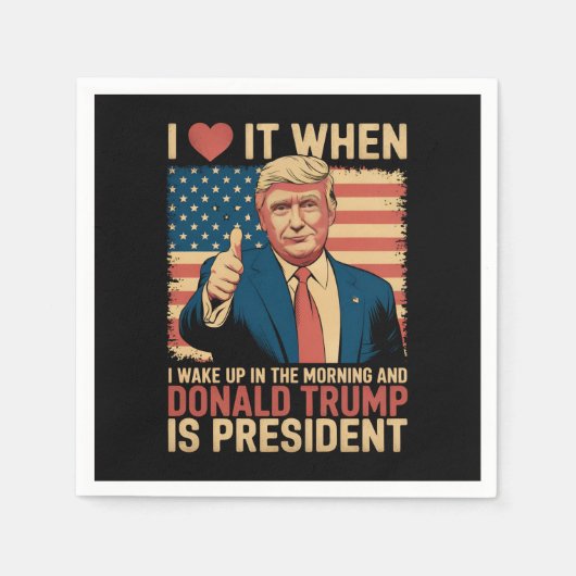 私は目を覚ますとトランプが大統領である時それが大好き スタンダードカクテルナプキン (正面)