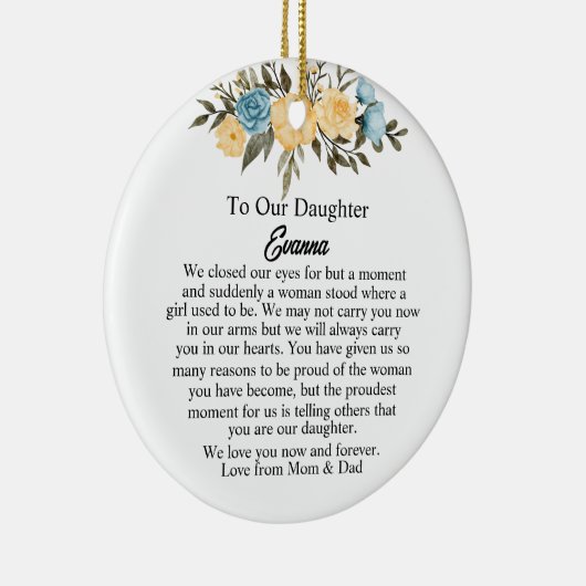 私は目を閉じた娘オーナメント、感傷的 セラミックオーナメント (右)