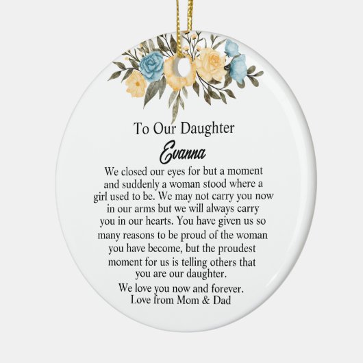 私は目を閉じた娘オーナメント、感傷的 セラミックオーナメント (左)