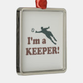 私は看守のサッカーのゴールキーパーです メタルオーナメント (右)