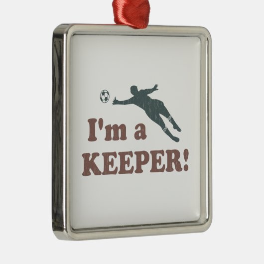 私は看守のサッカーのゴールキーパーです メタルオーナメント (右)