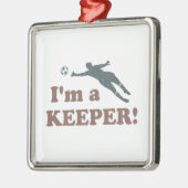 私は看守のサッカーのゴールキーパーです メタルオーナメント (左)