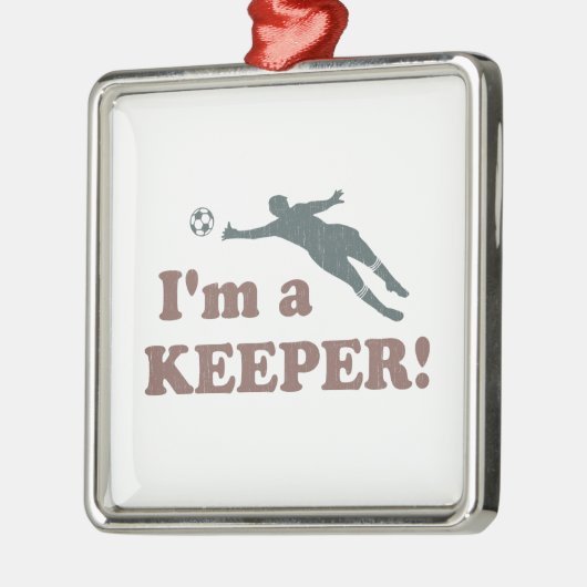 私は看守のサッカーのゴールキーパーです メタルオーナメント (左)